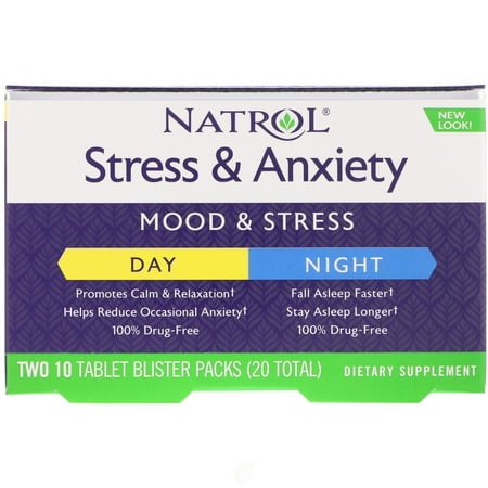 Natrol Stress & Anxiety Day & Nite Formulas 10 Pkt, Pack of