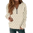 thumbnail image 4 of Women's Polka Dot Quarter Zip Sweatshirt Long Sleeve Casual Pullover Top for Fall Soft Relaxed Fit Sweatshirt, 4 of 6