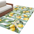 thumbnail image 2 of 3'x5' Area Rugs, Yellow Lemon Indoor Outdoor Area Rug for Living Room Bedroom, Spring Botanical Floral Leaves Aqua Stripes Washable Bathroom Rugs Kitchen Floor Carpet Mats Home Decor Aesthetic, 2 of 8