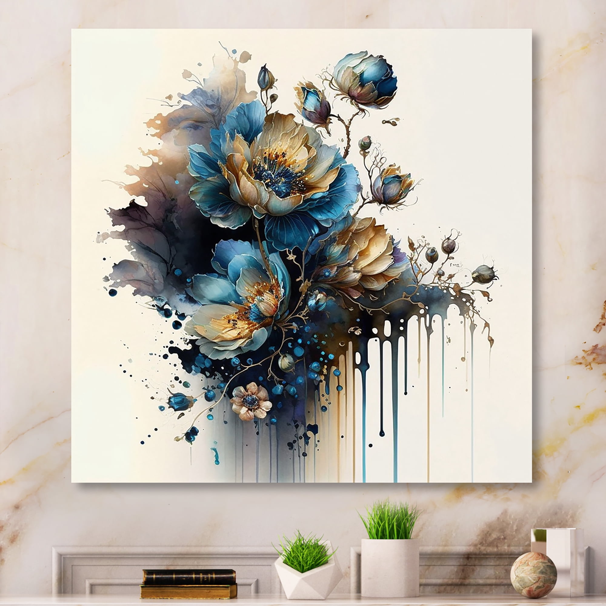 Designart Realistic Blooming Flowers I Canvas Wall Art