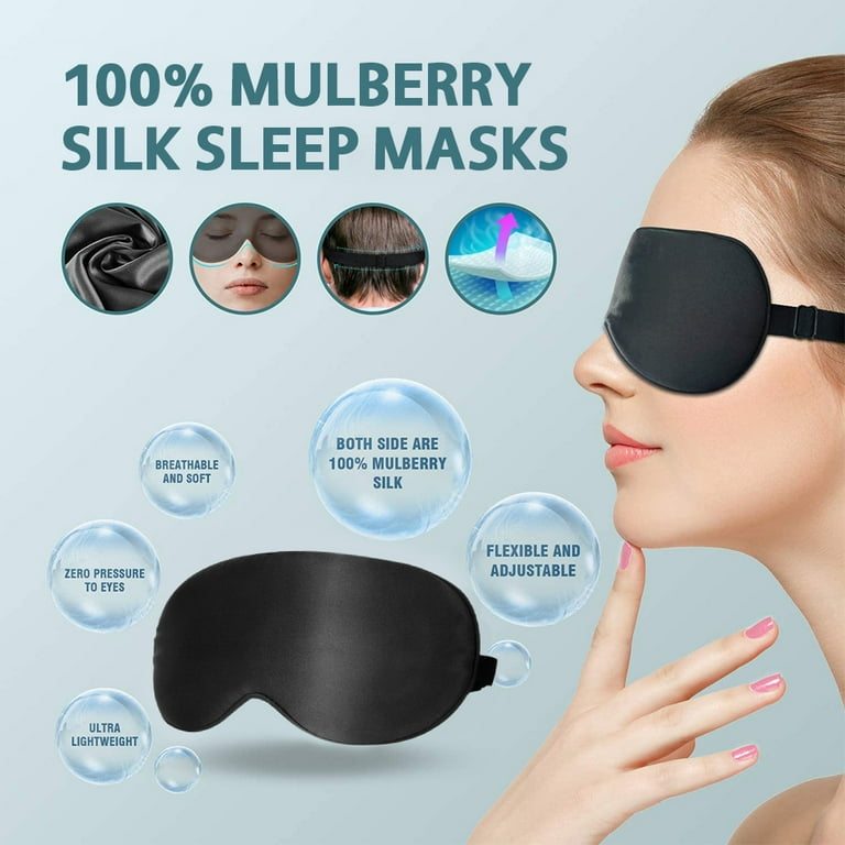 SUPTREE Mulberry Silk Dark Eye Sleep Mask for Women Men Kids Eye Covers for  Sleeping Blind Fold Night Mask 