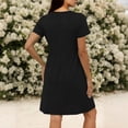 thumbnail image 4 of Antinious Women Solid V-Neck Short Sleeve Pocket Loose Casual Dress, 4 of 5