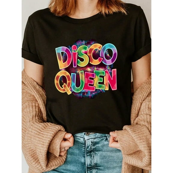 100% Cotton Disco Queen Vintage 80'S Retro Party Outfit Women's T-Shirt