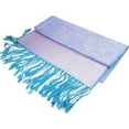 thumbnail image 2 of Women's Large Two Tones Vintage Paisley Jacquard Pashmina Shawl Wrap Scarf Blue Lavdender, 2 of 3