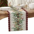 thumbnail image 3 of Christmas Table Runner Bird Eucalyptus Leaves Table Runners Pine Cones Berry Buffalo Plaid Cotton Linen Dresser Scarf Kitchen Dining Table Decor for Christmas Holiday Party Decor 13x36 Inch, 3 of 9