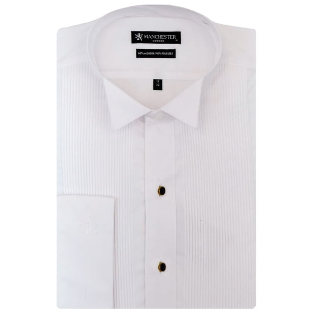 Manchester Camisa de Etiqueta Regular Fit Blanco, 17.5" Cuello 33" Manga Manchester 5070J