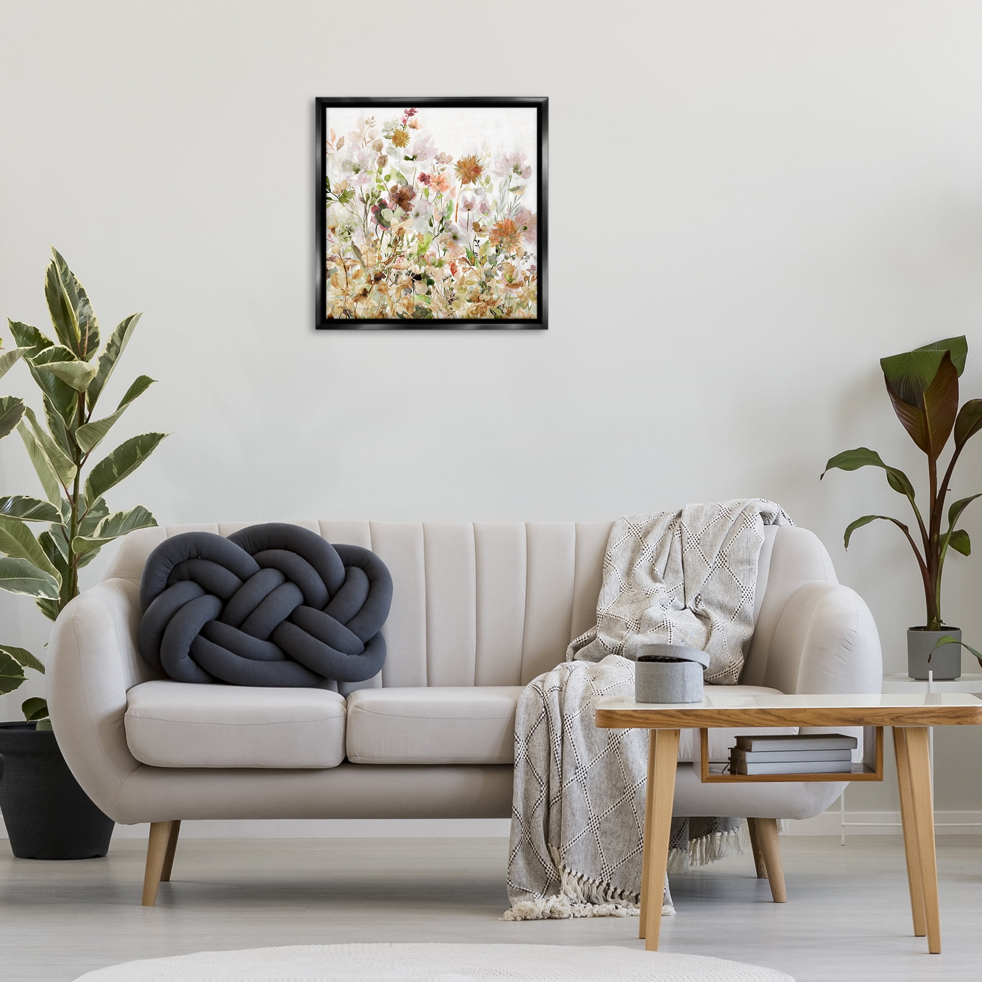 Stupell Industries Mixed Garden Florals Botanical & Floral Painting Black Floater Framed Art Print Wall Art, 25 x 25