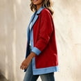 thumbnail image 7 of Stand-up Collar Jackets for Women Zaewscy Women's Solid Color sweatshirt with a stand-up collar And Denim Contrast Long Sleeve Collared Button-Front Jacket Casual Outerwear, 7 of 7