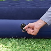 Bestway: Queen Flocked Air Bed - Blue - Inflatable Mattress, 80 x 60 x 8.5, Velvety Sleeping Surface, Coil Beam Support Construction, Indoor-Outdoor