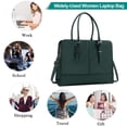 thumbnail image 3 of Laptop Bag for Women Leather Work Tote 15.6 Inch Laptop for Computer Bag Waterproof Business Office Professional Large Capacity Handbag Shoulder Bag DeepGreen, 3 of 7