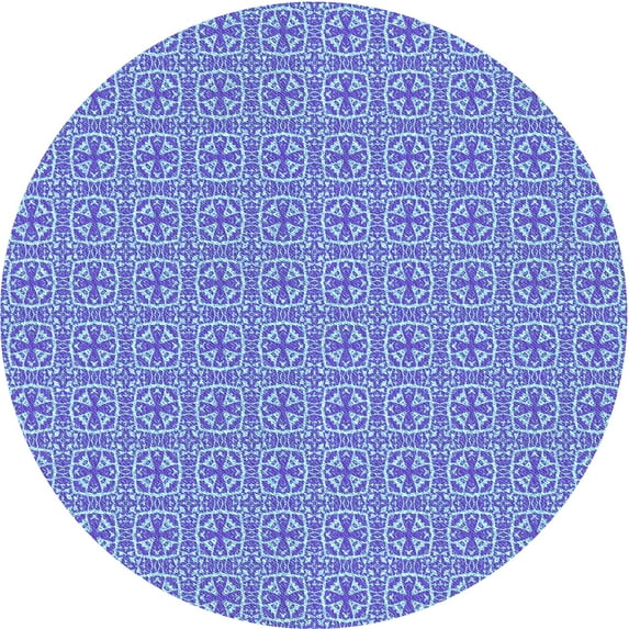 Ahgly Company Machine Washable Indoor Round Transitional Day Sky Blue Area Rugs, 6' Round