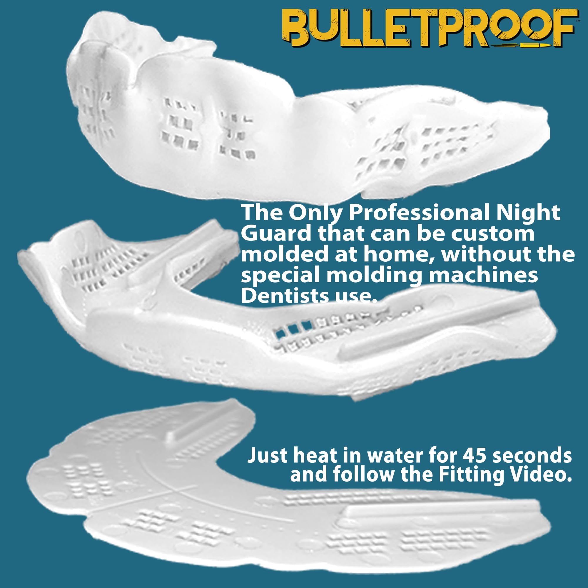 Night Guard BulletProof: World’s Thinnest Mouth Guard for Grinding Teeth at night.TMJ Bite Clenching Mouthguard for Sleeping. Women Men Nighttime Dental Bruxism Relief Nightguard for Sleep Adult Kids