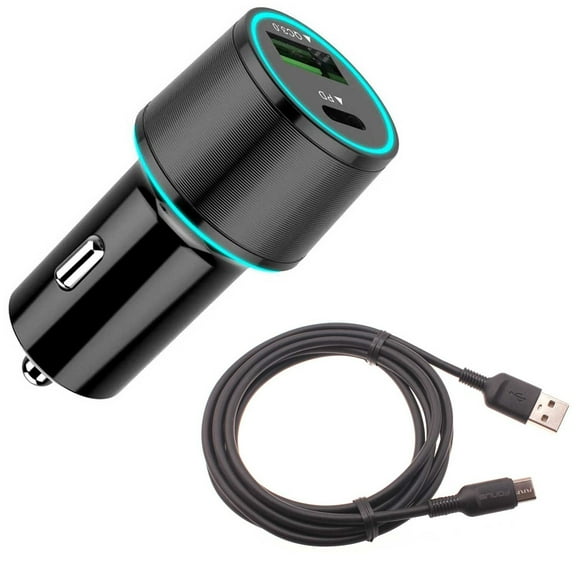 36W Quick Car Charger for Nokia G400 5G Phone - 2-Port USB Cable Type-C PD Power Adapter DC Socket Plug-in Q7Q Compatible With Nokia G400 5G Model