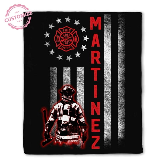 Lazaofficial Custom Blanket With Name, Firefighter Blanket, Firefighter Blanket Personalized, Name Blanket