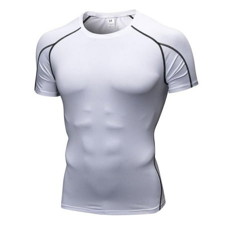 Fysho New 2019 Summer Mens T-shirt Short Sleeve Quick Dry Breathable Fitness Tshirt Men Tee Tops Solid