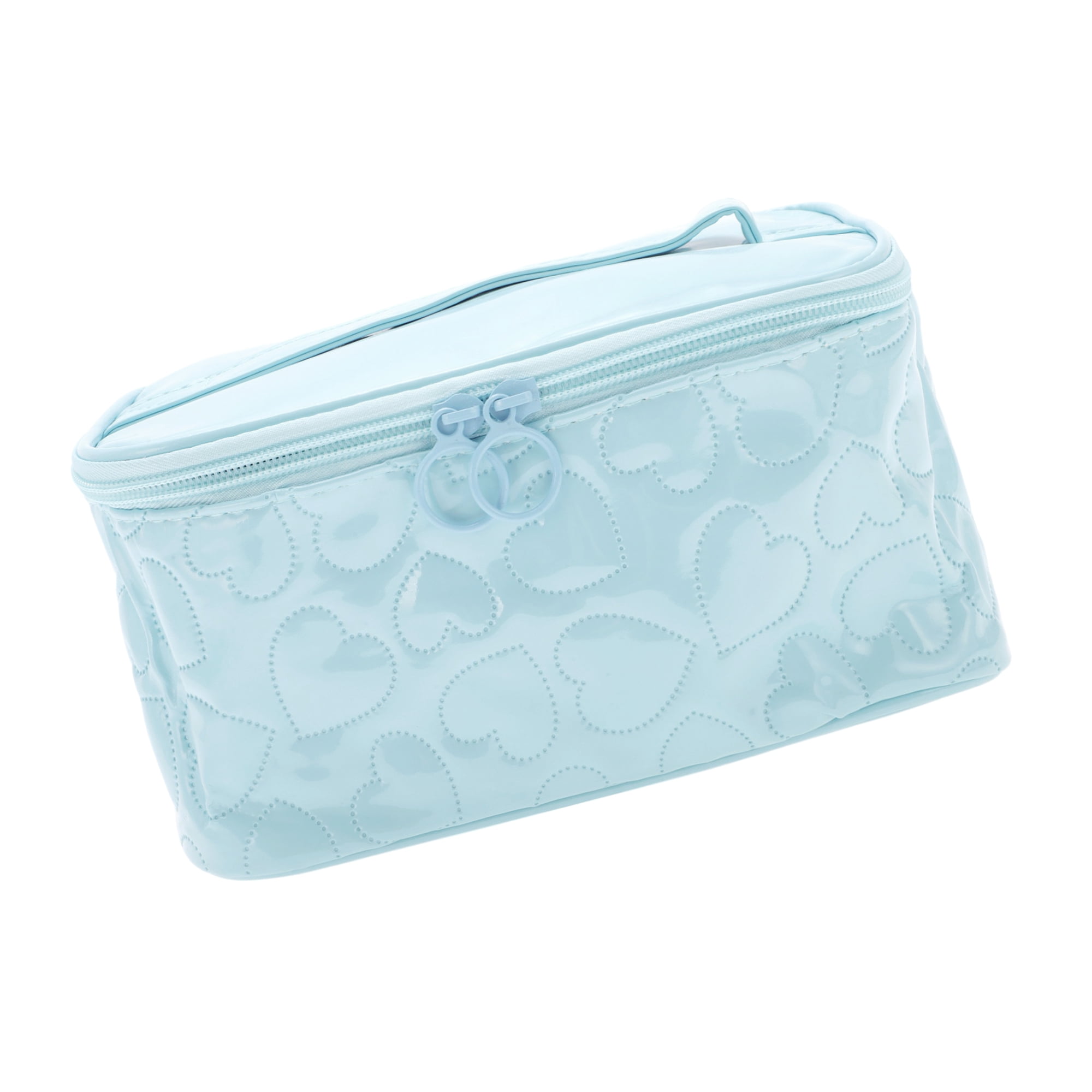 Unique Bargains 1 Pc Rectangle Heart Shaped Makeup Bag for Various Occasions Blue