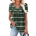 thumbnail image 4 of EQWLJWE Hauts à Col en V pour Femmes, Tunique d'Été pour Femmes, T-Shirts Imprimés à Col Rond, Blouse Décontractée à Manches Courtes, Hauts Plissés avec Ourlet à Volants, Hauts d'Été pour Femmes 2023, 4 of 8