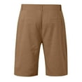 thumbnail image 4 of Bcfgryg Men's Spring and Summer Fashion Linen Solid Color Button Up Shorts Casual Everyday Breathable Straight Leg Quarter Shorts Lightweight Men's Running Shorts Brown L, 4 of 4