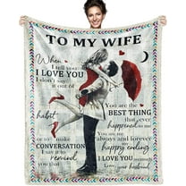 Gifts for Wife from Husband to My Wife Blanket, Personalized Throw Female Birthday Gifts, Romantic Gifts Birthday Christmas Valentine's Mother's Day Healing Bed Blanket (Grey-To Wife-130 * 150)