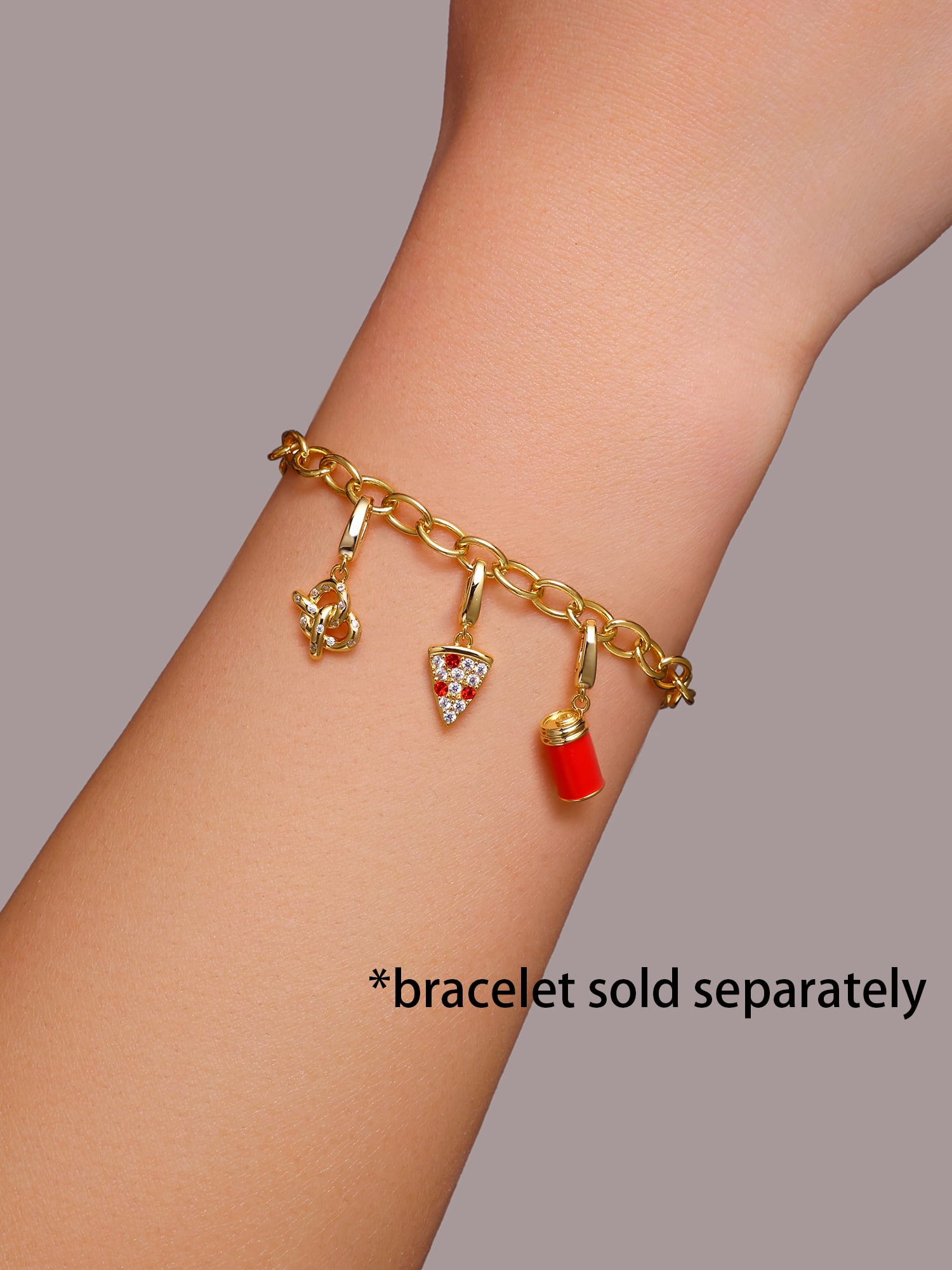 Brilliance Fine Jewelry Simulated Diamonds Snacks Charm Set in 14KT Gold Plated Sterling Silver
