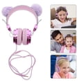 thumbnail image 3 of Children Headset Rhinestone Glitter Kids Headset Furry Ball Over Ear Headset, 3 of 6