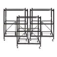 thumbnail image 1 of Origami 3-Pack Multipurpose Foldable 3-Tier Shelf Storage Racks, R3, Black, 1 of 10