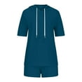 thumbnail image 6 of Lindreshi Womens 2 Piece Outfit Summer Women's Fashion Shorts Two-Piece Color Short Sleeve Casual Suit, 6 of 7