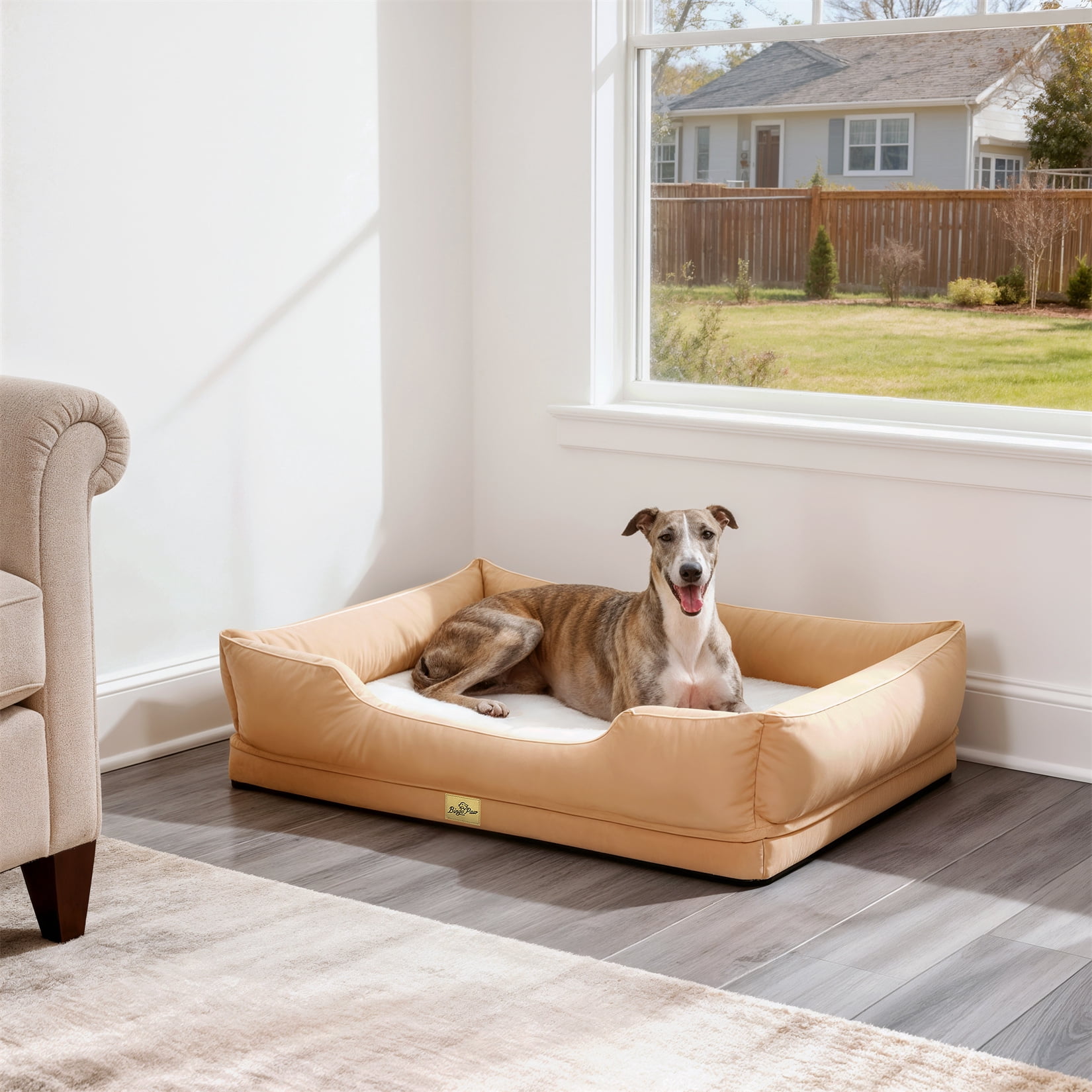 Orthopedic Dog Bed Sofa Bed with Bolster Pet Couch Lounger Bed Waterproof with Washable Removable Cover XXL