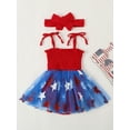 thumbnail image 2 of FEORJGP 4th of July Clothes for Baby Girls 0 3M 6M 12M 18M 24M Kids Toddler Cami Rompers Dress Tie-Up Spaghetti Strap Jumpsuits Star Pattern Mesh Skirrl Fashion Cute Summer Outfits for Party, 2 of 7