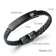 thumbnail image 3 of LiFashion Medical Alert Bracelet for Men Women,Stainless Steel Black Braided Leather Medical ID Health Alert Wristband Medic Emergency Jewelry Monitoring Systems, 3 of 7