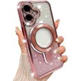 thumbnail image 1 of Funda magnética con purpurina para iPhone 17 [compatible con MagSafe], con brillantes diamantes de imitación y soporte, de lujo, a prueba de golpes y con protección para cámara, 1 of 6