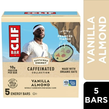 CLIF BAR Caffeinated Vanilla Almond Flavor Energy Bars, Plant Based Protein Bars, 5ct