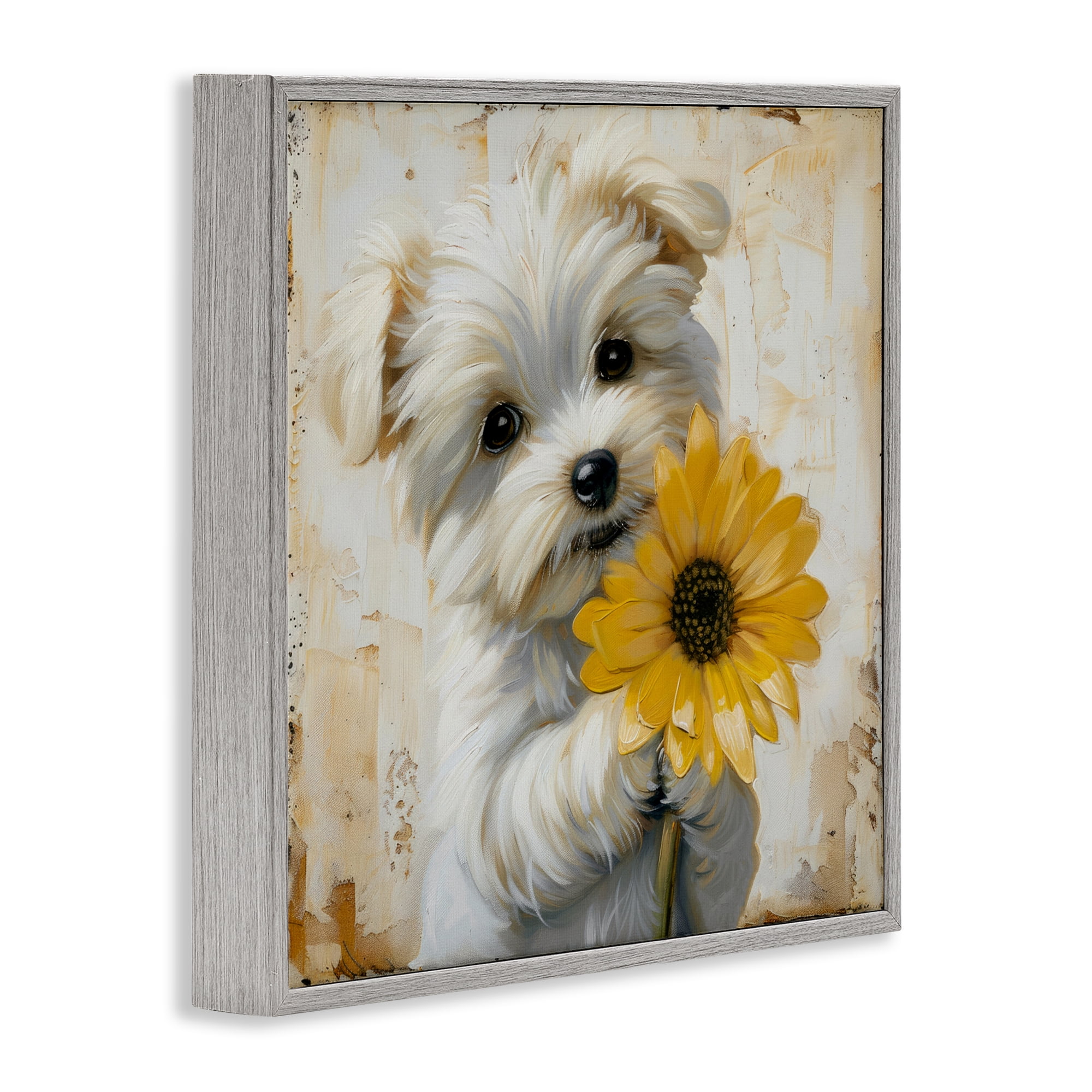Stupell Industries Little Lucky Puppy Gray Framed Giclee Art, design by Tina LeCour