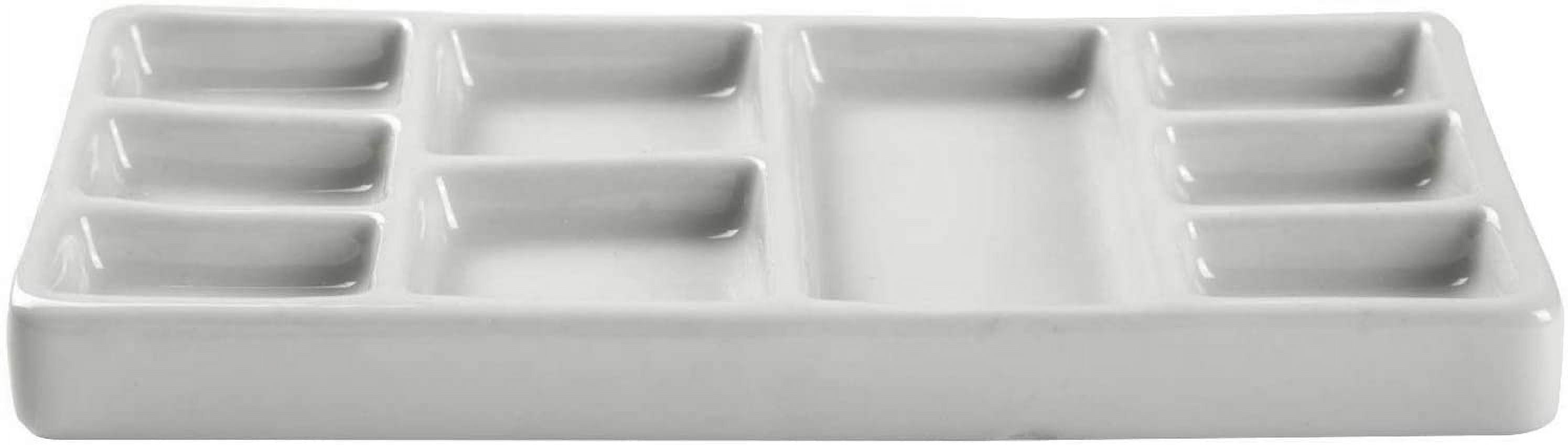 MEEDEN Ceramic Paint Palette, Paint Brush Wash Bowl, 2 Deep Well Artist Paint Palette, White Porcelain Watercolor Painting Dish, Large Capacity Paintbrush Washer for Watercolor Gouache Painting