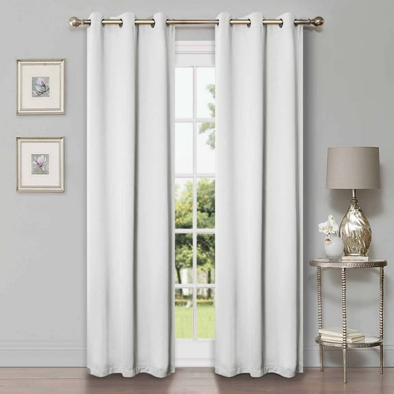 Superior Blackout Solid Light Filtering Grommet Curtain Panel Set, 42"X 96", Snow White