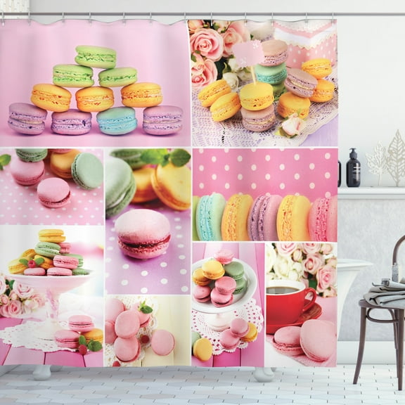 Ambesonne Colorful Shower Curtain, Macaroons Napkins Dots, 69"Wx75"L, Multicolor