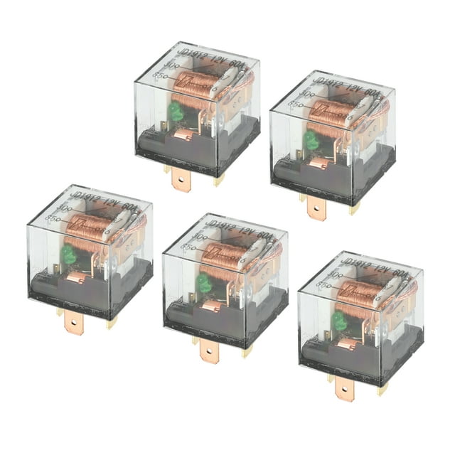 Unique Bargains 5 Pcs Waterproof Relay DC 12V 60A 4 Pin Relay Car Charge Case Universal Durable Plastic Transparent