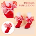 thumbnail image 5 of CHCNHAC 2 Pairs Red Girls Lace Trim Dance Socks, Cotton Ballet Ankle Socks with Ruffles for Toddlers Kids, Princess Performance Socks for Dance Recital Birthday Gift, 5 of 6