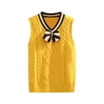 thumbnail image 1 of ManxiVoo Children Knit Sleeveless Sweater Vest Lightweight Breathable Layering Piece for Spring and Fall 100 Size Yellow, 1 of 5