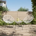 thumbnail image 4 of BELLEZE 3-Piece All Weather Acapulco Set Patio Conversation Bistro Set Outdoor Furniture With Plastic Rope 2 Chairs and Glass Top Table, White, 4 of 7
