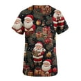 thumbnail image 4 of Christmas Scrubs for Women Strech Cute Santa Print Scrubs Top Nursing Work Uniforms with Pockets, Gifts for Her, L, 4 of 5