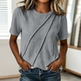 thumbnail image 4 of ByworldtasicNo Boundaries Women's Short Sleeve Tops Soft Comfortable Crewneck T-Shirts with Unique Diagonal Stitching Blouse, 4 of 6