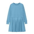 thumbnail image 4 of Odeerbi 5-14 Años Niñas Sudadera Plisada Vestido Color Sólido Manga Larga Niños Cuello Redondo Mini Vestido, 4 of 8