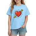thumbnail image 6 of DAETIROS Boys 100% Cotton Heart Arrow Graphic T-Shirt Blue Short Sleeve Crew Neck Tee Relaxed Fit Soft Breathable Valentine's Day Top Ages 4-10,Size 5 T, 6 of 7