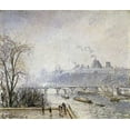 thumbnail image 2 of Pissarro, Camille 14x12 Black Ornate Wood Framed with Double Matting Museum Art Print Titled - The Louvre and The Seine From The Pont Neuf - Morning Mist, 2 of 4