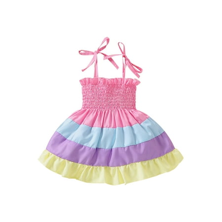 

Bagilaanoe Newborn Baby Girl Sleeveless Dress Rainbow Halter Dresses 3M 6M 12M 18M 24M Casual Beach Summer Tutu Sundress Clothes