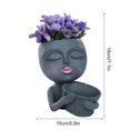 thumbnail image 2 of Face Planters Flower Pots Resin Head Planter Cute Face Plant Pot Closed Eyes, 2 of 4