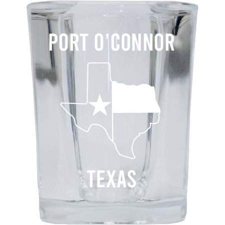 

Port O Connor Texas Souvenir Laser Etched 2 Ounce Square Shot Glass Texas State Flag Design