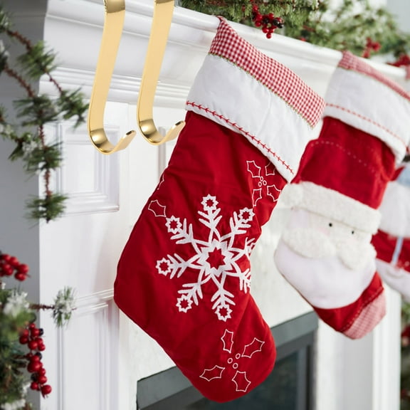 Dytern Xmas 2Pcs Christmas Stocking Holder Xmas Fireplace Hook Zinc Alloy Mantel Hook
