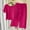 Hot Pink, variant on Idoravan Women Sets Clothing Womens Solid Crewneck Button Half Sleeve Pullover Shirt Tops + Pants Trousers Set